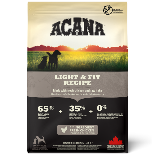 064992512200 أكانا طعام جاف لايت اند فيت بالدجاج للكلاب 2 كغ - الصورة 1