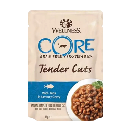 076344106623 طعام رطب للقطط – ويلنس كور تندر كتس تونة بالمرق 24×85 جم - الصورة 1