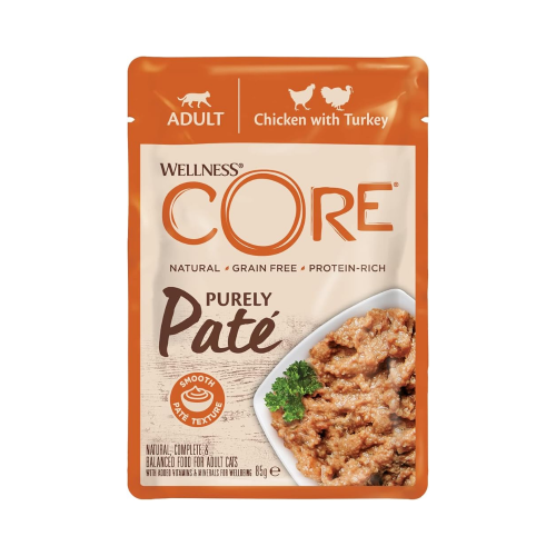 076344118480 طعام رطب للقطط – ويلنس كور بيورلي باتيه دجاج وديك رومي 85 غ - الصورة 1