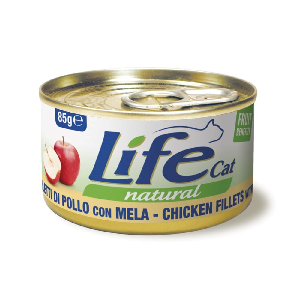 08034105422933 لايف كات طعام رطب للقطط بنكهة الدجاج مع التفاح 85غ كرتون (24 حبة) - الصورة 1