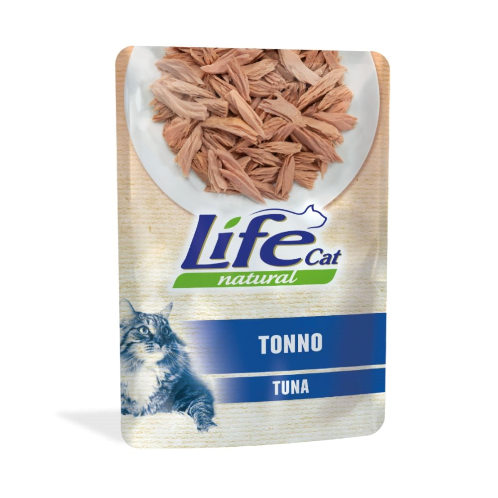 08034105423756 لايف كات ظروف طعام رطب للقطط بنكهة التونة والجمبري 70غ كرتون (30 حبة) - الصورة 1
