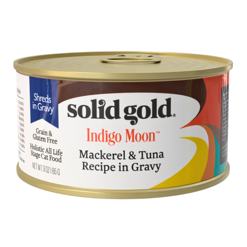 093766000551 سوليد جولد إنديغو مون طعام رطب للقطط سمك الاسقمري وتونا بالمرق 85غ - الصورة 1