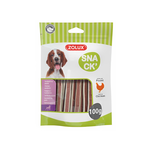 3336024828878 زولكس سناك مكافآت ساندويتش دجاج للكلاب 100غ - الصورة 1