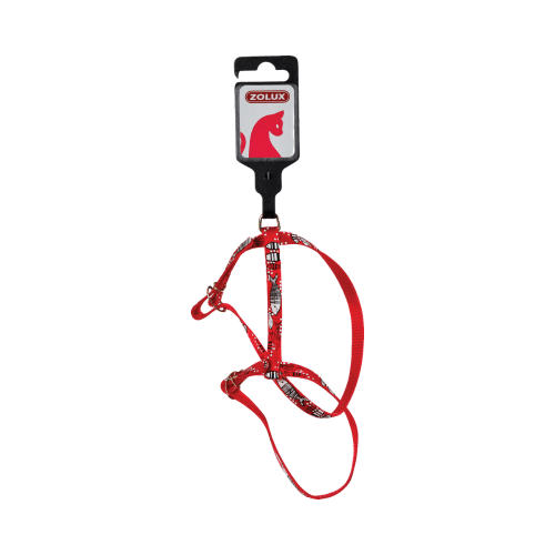 3336025101727 زولكس صدرية نايلون للقطط رسمة سمك 10مم  أحمر - الصورة 1