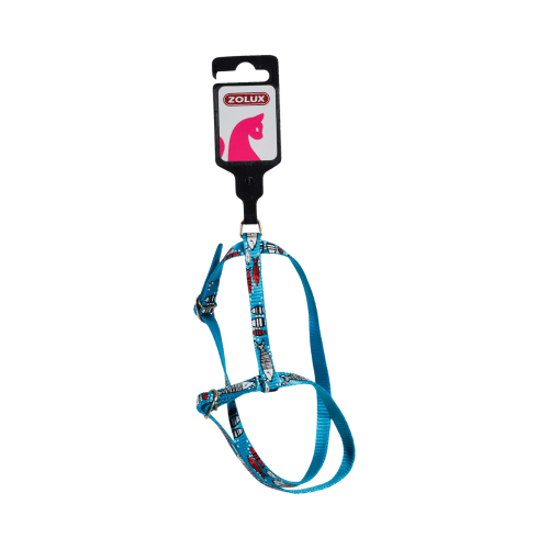 3336026101726 زولكس صدرية نايلون للقطط رسمة سمك 10مم  تركواز - الصورة 1