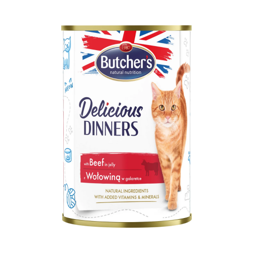 5011792007615 بوتشرز ديليشوس دينر قطع اللحم البقري في الجيلي 400غ كرتون (24 حبة) - الصورة 1