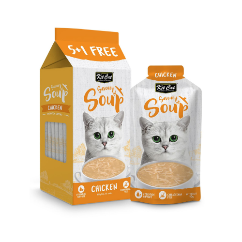 664533288122 كت كات اظرف حساء للقطط (5+1 × 50مل) الدجاج - الصورة 1