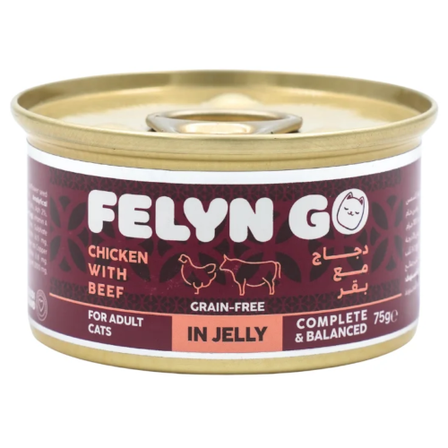 744365431184 فيلاين قو طعام كامل معلبات دجاج مع لحم البقر في الجيلي 75غ كرتون (24 حبة) - الصورة 1