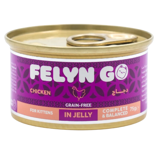 744365431191 فيلاين قو طعام كامل معلبات دجاج في الجيلي للقطط الصغيرة 75غ كرتون (24 حبة) - الصورة 1