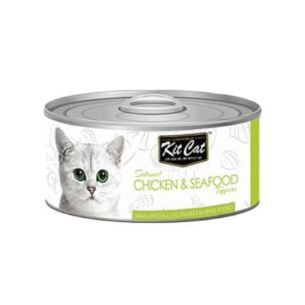 كت كات دجاج منزوع العظم مع المأكولات البحرية 80غ كرتون (24 حبة)