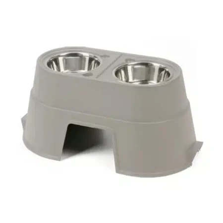 أور بيتس 12" طاولة طعام صحية مع صحن ستانلس مزدوج -بيج