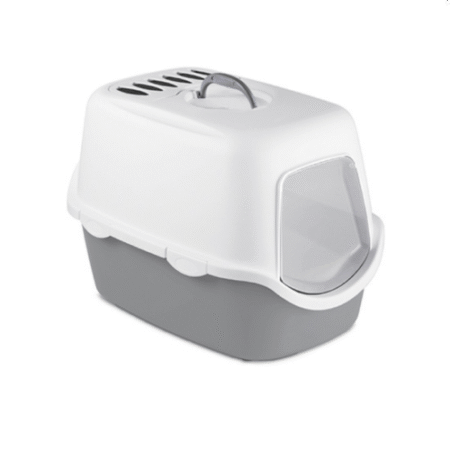 ستيفان بلاست كاثي صندوق رمل + فلتر هواء بلاستيك للقطط رمادي