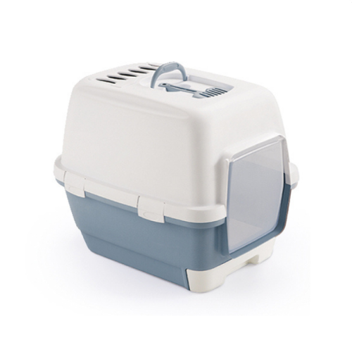 8003507987128 ستيفان بلاست كاثي صندوق رمل للقطط مع درج وسكوب وفلتر هواء رمادي - الصورة 1