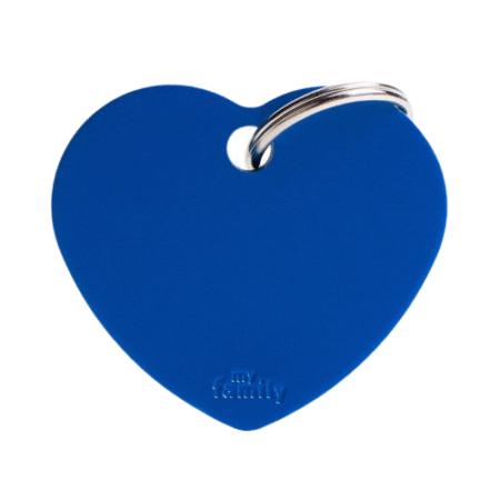 ماي فاميلي قلادة قلب كبير من الألومنيوم أزرق