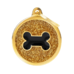 ماي فاميلي قلادة عظم كبير على شكل دائري اسود لماع