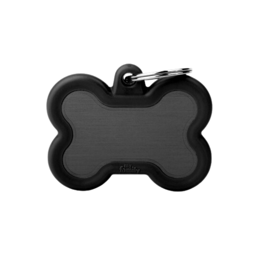 8058773274229 ماي فاميلي قلادة على شكل عظمة اسود مع اطار جلد - الصورة 1