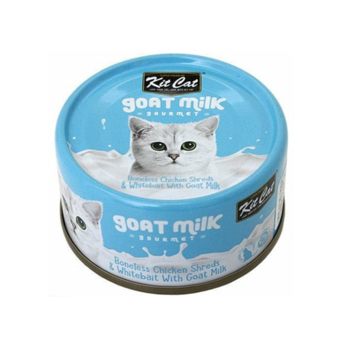 8858772602241BOX كت كات شرائح الدجاج مع سمك المحيط الابيض و حليب الماعز 70غ كرتون (24 حبة) - الصورة 1