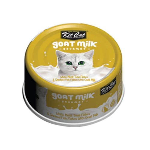 8858772602319BOX كت كات شرائح التونا البيضاء مع السمك المدخن و حليب الماعز 70غ كرتون (24 حبة) - الصورة 1